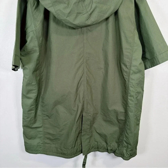 JNBY Hooded Cotton Green Army Full  Zip Short Sleeve Jacket - Picture 16 of 16